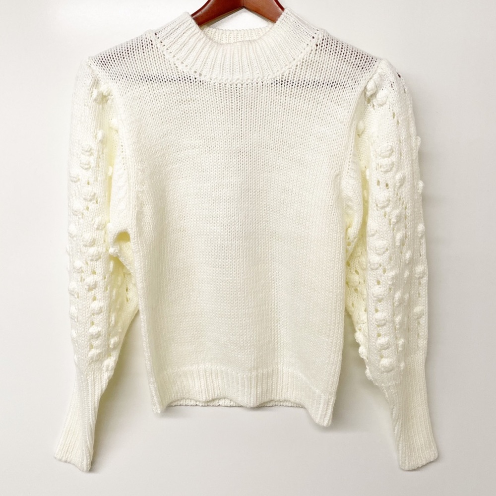 Q&A Off White Pom Pom Knit Sweater Size S